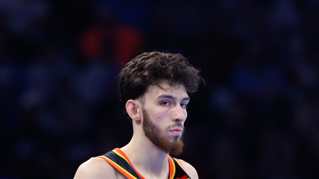 Nov 14, 2023; Oklahoma City, Oklahoma, USA; Oklahoma City Thunder forward Chet Holmgren (7) watches his team play against the San Antonio Spurs during the second half at Paycom Center.